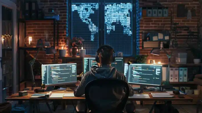 person working on laptop