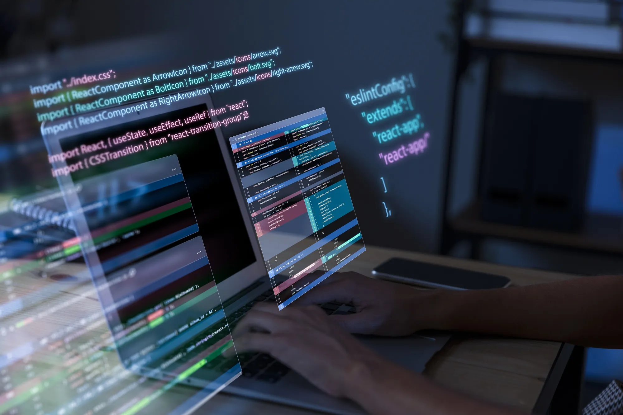 person working with codes on computer